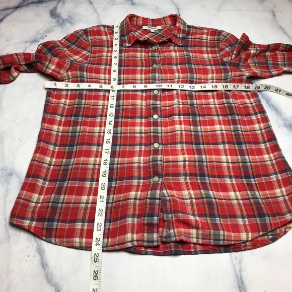 Madewell Red Boyshirt Suntour Plaid Flannel Blouse - Picture 6 of 8